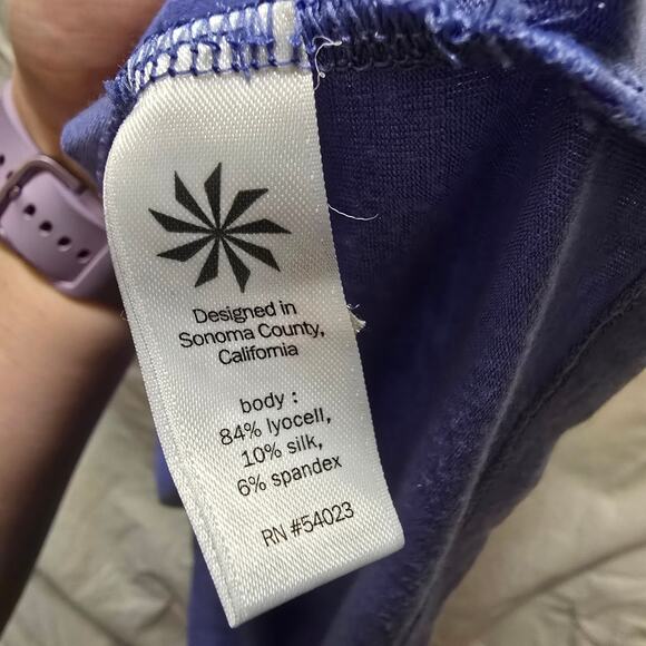 Athleta Charisma light purple silk blend bodycon mini dress draped back medium - Picture 4 of 9